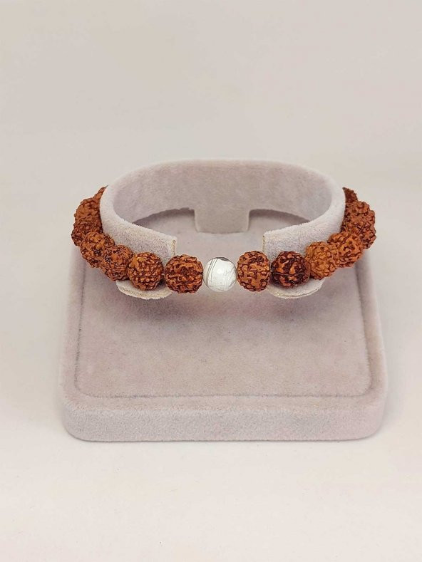 Havlit Taşlı Rudraksha Tohum Unisex Bileklik 8mm - Resim 2
