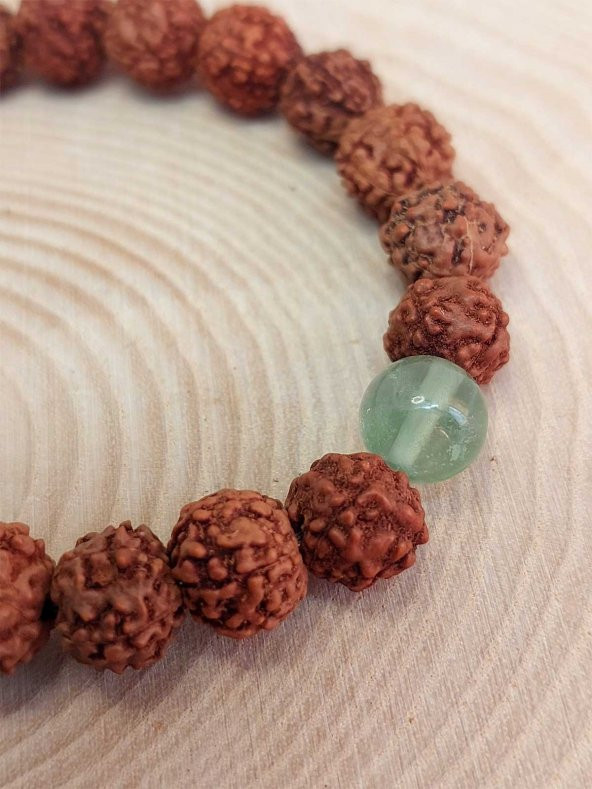 Florit Taşlı Rudraksha Tohum Unisex Bileklik 8mm - Resim 3