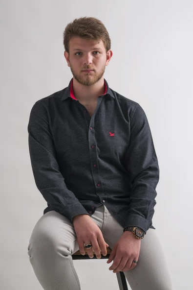 Dorss Slimfit Pamuklu Garnili Kışlık Kalın Kumaş Erkek Gömlek - Resim 9