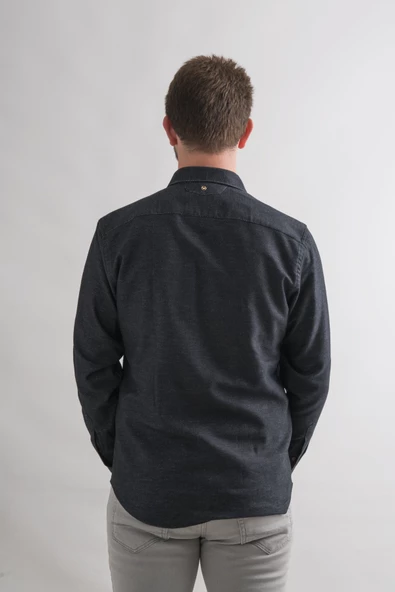 Dorss Slimfit Pamuklu Garnili Kışlık Kalın Kumaş Erkek Gömlek - Resim 11