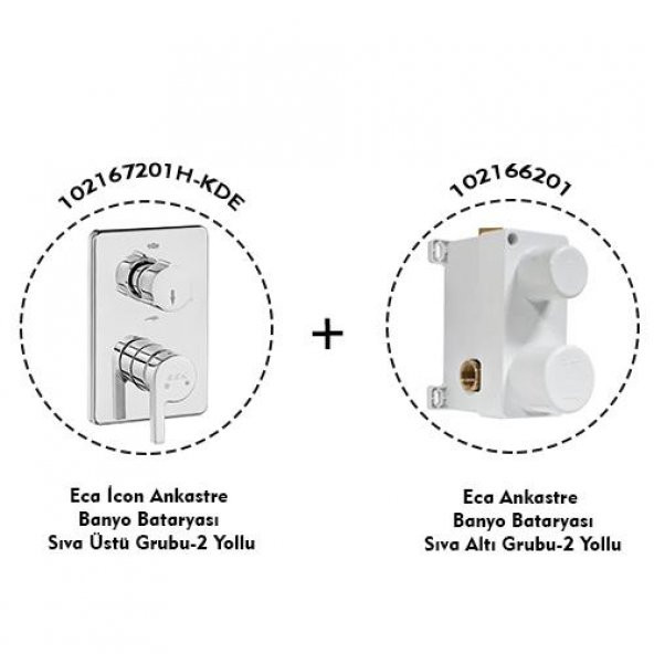 Eca Icon Ankastre Banyo Bataryası 2 Parça Set / 2 Yollu (102167201H-KDE+102166201) - Resim 2