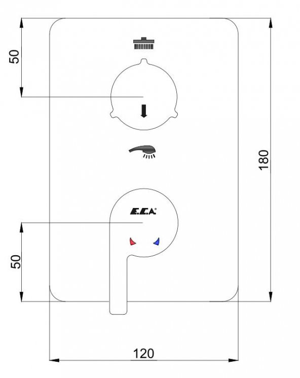 Eca Icon Ankastre Banyo Bataryası 2 Parça Set / 2 Yollu (102167201H-KDE+102166201) - Resim 3