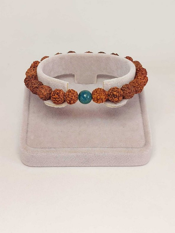 Apatit Taşlı Rudraksha Tohum Unisex Bileklik 8mm - 2