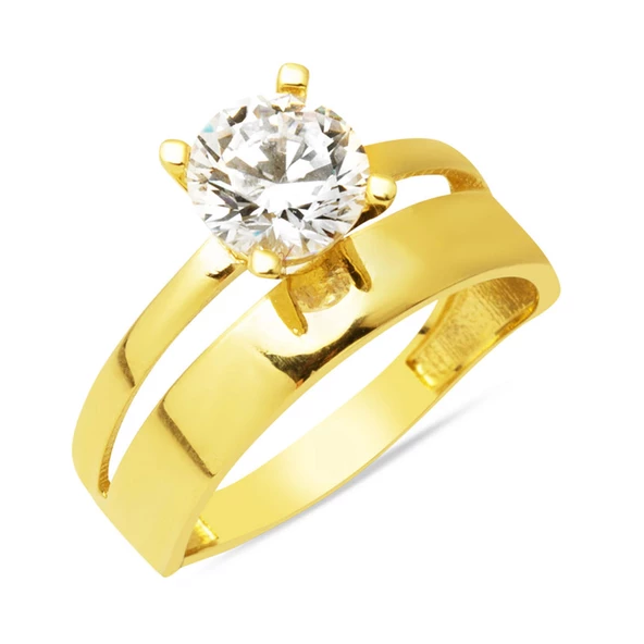 Kadın Tektaş Alyans Yüzük 14 Ayar Altın ürün görseli 1