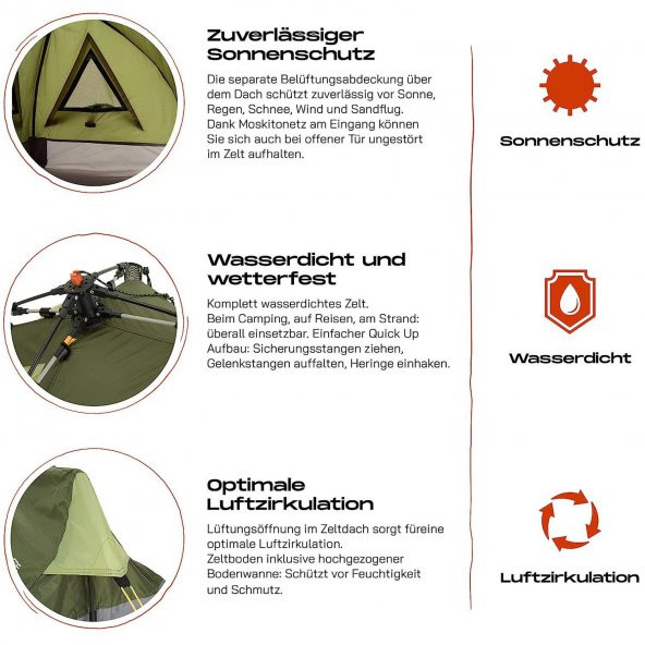 Where Tomorrow Dreieck Otomatik Çadır-YEŞİL - Resim 2