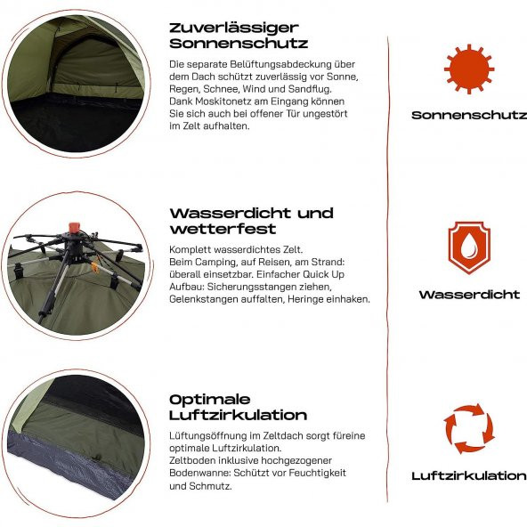 Where Tomorrow Doppel Otomatik Çadır-YEŞİL - Resim 4