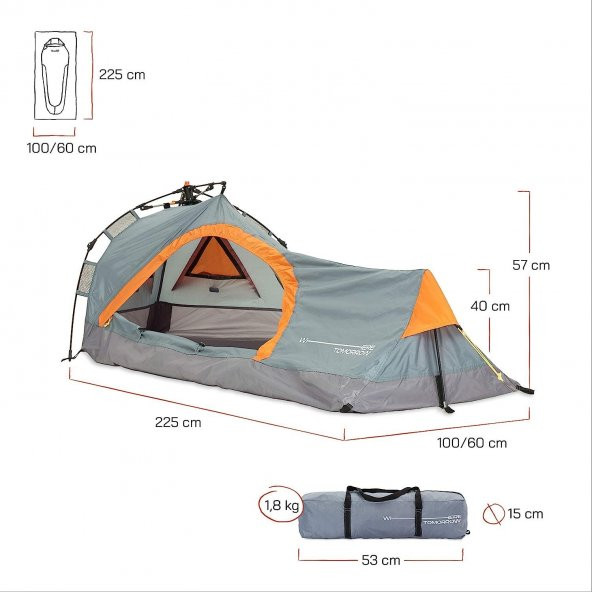 Where Tomorrow Dreieck Otomatik Çadır-GRİ - Resim 2