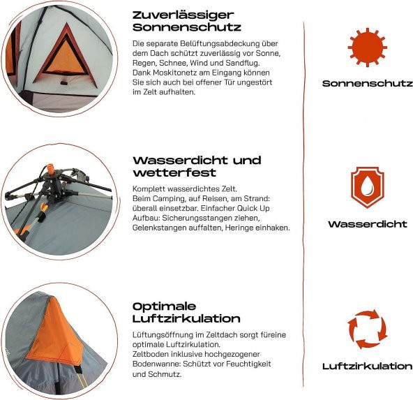 Where Tomorrow Dreieck Otomatik Çadır-GRİ - Resim 3