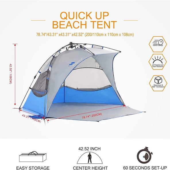 Mobihome Otomatik Plaj Çadırı-MAVİ - Resim 3