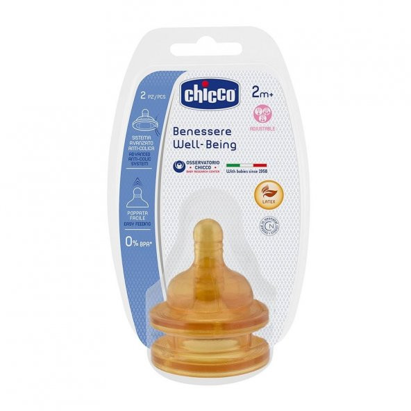 Chicco Biberon Emziği 2 ay+Akış Ayarlı 2li kauçuk 8058664058068