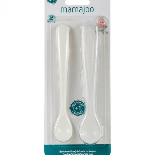 Mamajoo 2´li Beslenme Kaşığı & Saklama Kutusu / Beyaz MMJ3534