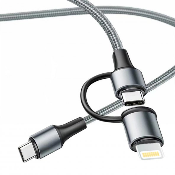 Global 2in1 3A 60W Type-C to Type-C ve Lightning Örgülü Data Hızlı Şarj Kablo 1M WNE0143 - 2