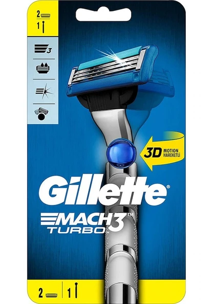 Gillette Mach3 Turbo 3d Tıraş Makinesi 2 Yedekli ürün görseli