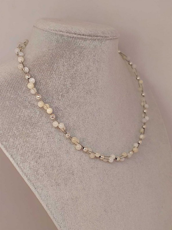 Ay Taşı Tasarım Kolye 4mm - Resim 2