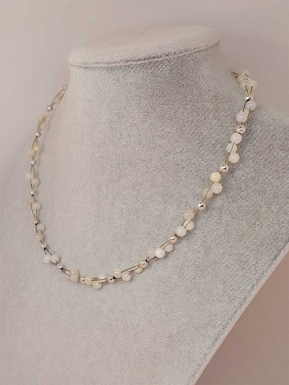 Ay Taşı Tasarım Kolye 4mm - Resim 3