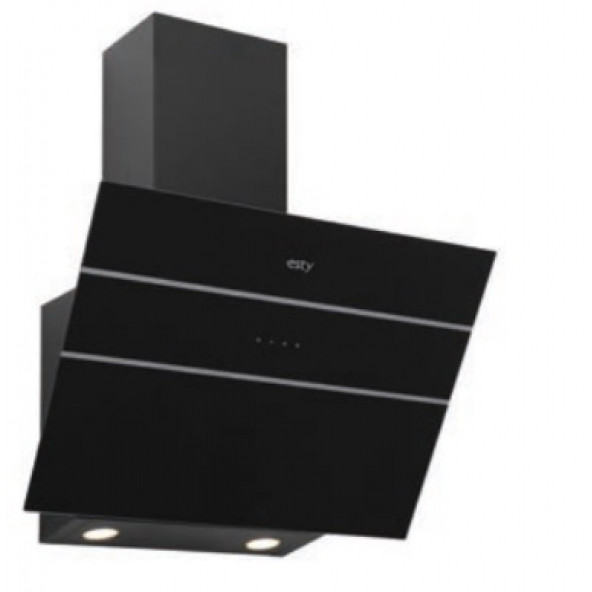 Esty 3473 Plus 60 cm  Siyah Dekoratif Cam Davlumbaz