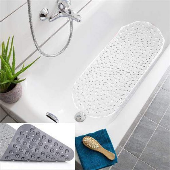 HomeCare J.Stone Design BEYAZ 33 Vantuzlu  Banyo Duş Kaydırmaz Paspas 716671