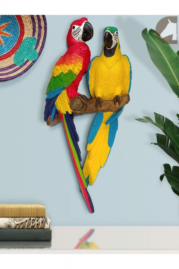 Dekoratif Papağanlar Duvar Heykeli Pano