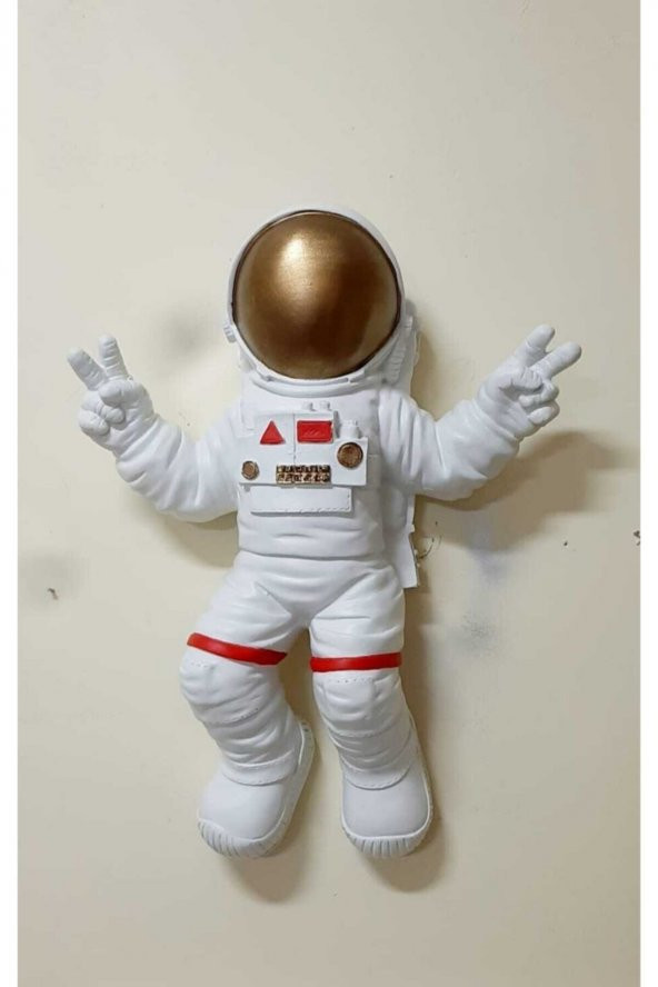 Dekoratif Astronot Apollo Duvar Heykeli (47x35cm)