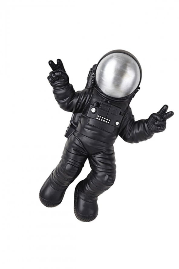 Dekoratif Dev Astronot Apollo Duvar Heykeli (47x35cm) Siyah - 2