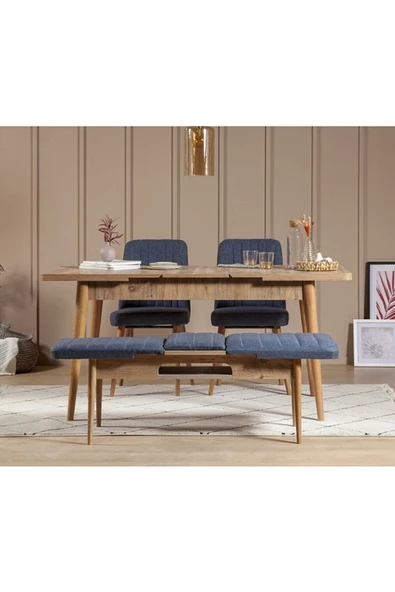 ZEYTUN Palermo Benchli Yemek Masası Takımı Atlantik Lacivert - 2