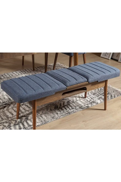 ZEYTUN Palermo Benchli Yemek Masası Takımı Ceviz Lacivert - 4