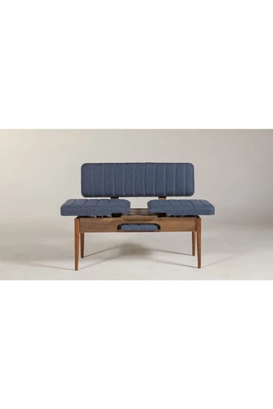 ZEYTUN Ahşap Sırtlı Bank Ceviz Lacivert - 2