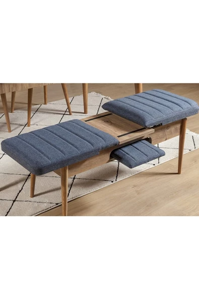 ZEYTUN Palermo Benchli Yemek Masası Takımı Atlantik Lacivert - 3