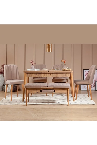 ZEYTUN Roma Large Mutfak Masa Takımı Atlantik Taş - 6