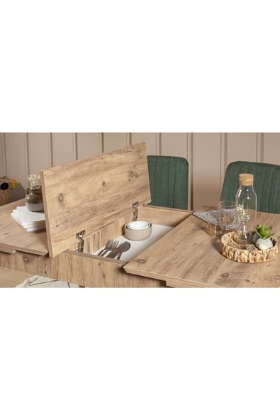 ZEYTUN Paris Banklı Yemek Masası Takımı Atlantik Yeşil - 4