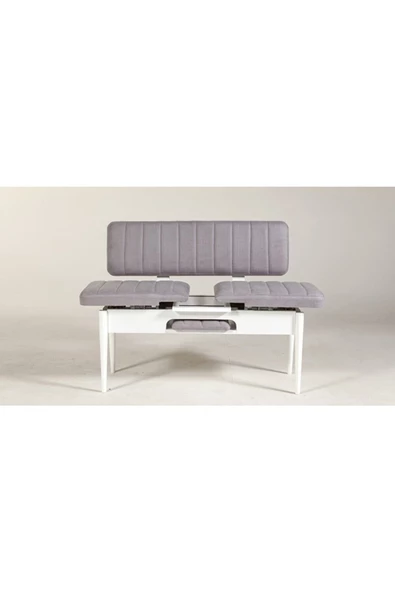 ZEYTUN Paris Banklı Yemek Masası Takımı Beyaz Soho Gri - 5