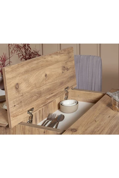 ZEYTUN Palermo Benchli Yemek Masası Takımı Atlantik Soho Gri - 4