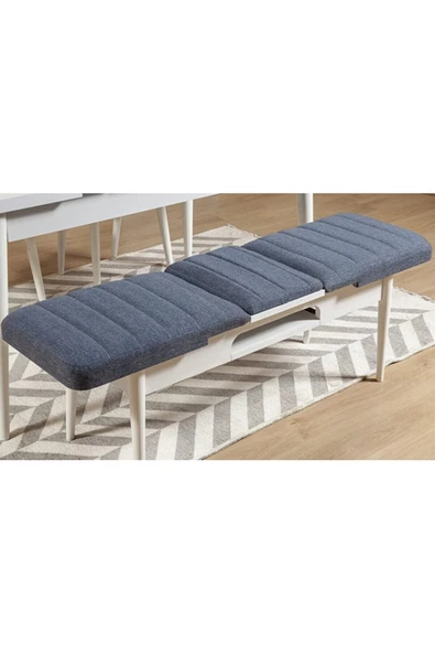 ZEYTUN Palermo Benchli Yemek Masası Takımı Beyaz Lacivert - 4