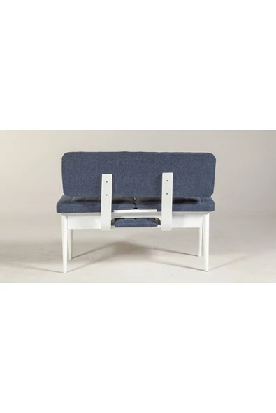 ZEYTUN Ahşap Sırtlı Bank Beyaz Lacivert - 4