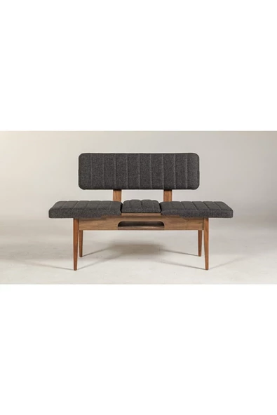 ZEYTUN Ahşap Sırtlı Bank Ceviz Antrasit - 3