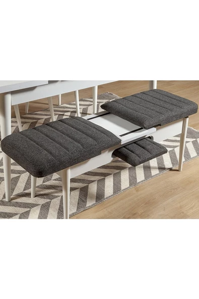 ZEYTUN Ahşap Açılır Bench Beyaz Antrasit - 2