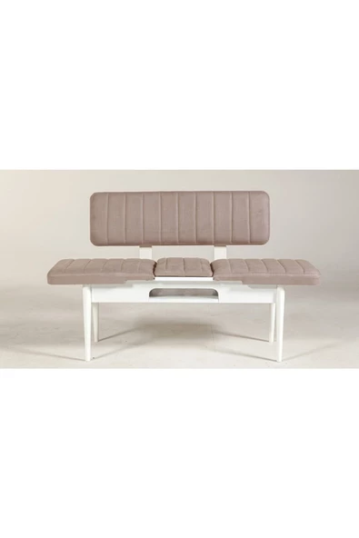 ZEYTUN Ahşap Sırtlı Bank Beyaz Taş - 3