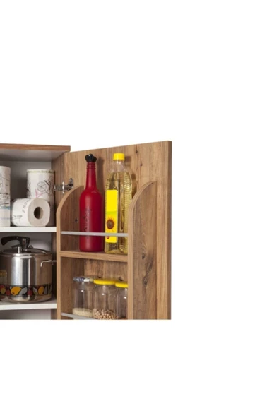 ZEYTUN Ceviz Çok Amaçlı 90 Derece Açılabilir 2 Kapaklı Kiler Mutfak Dolabı - 6