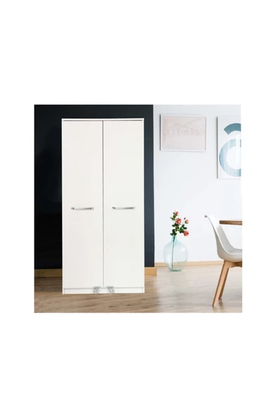 ZEYTUN Beyaz Çok Amaçlı 165 Derece Açılabilir 2 Kapaklı Kiler Mutfak Dolabı - 3