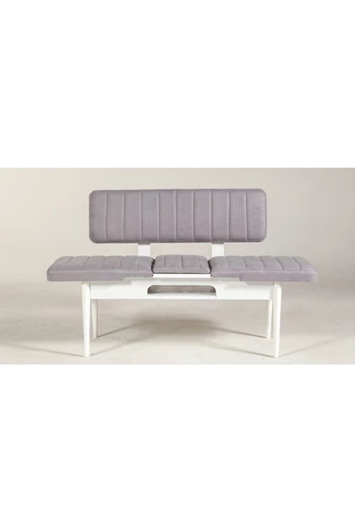 ZEYTUN Paris Banklı Yemek Masası Takımı Beyaz Soho Gri - 6