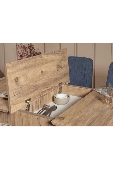 ZEYTUN Palermo Benchli Yemek Masası Takımı Atlantik Lacivert - 5