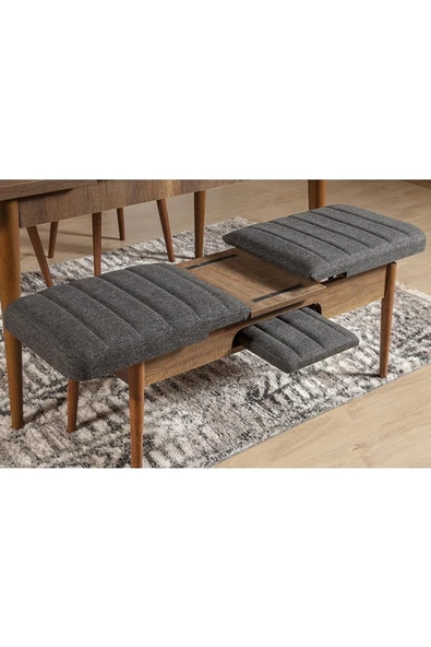 ZEYTUN Ahşap Açılır Bench Ceviz Antrasit - 2
