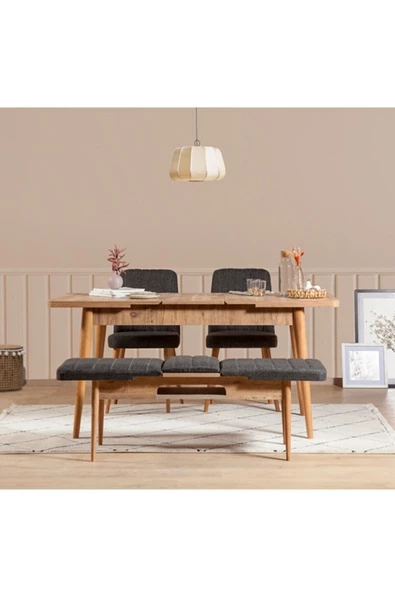 ZEYTUN Palermo Benchli Yemek Masası Takımı Atlantik Antrasit - 2