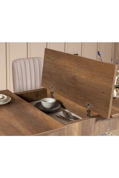 ZEYTUN Paris Banklı Yemek Masası Takımı Ceviz Taş - 2