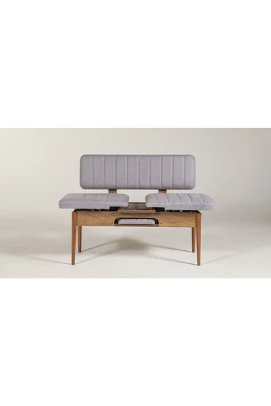 ZEYTUN Ahşap Sırtlı Bank Ceviz Soho Gri - 2
