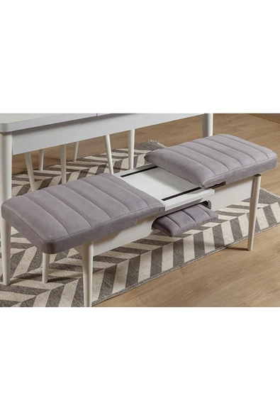 ZEYTUN Ahşap Açılır Bench Beyaz Soho Gri - 2
