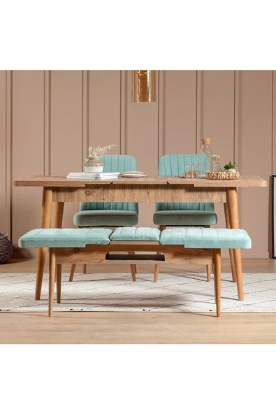 ZEYTUN Palermo Benchli Yemek Masası Takımı Atlantik Fıstık Yeşil - 2