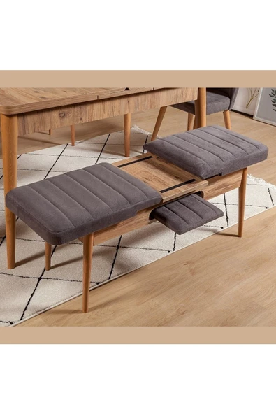 ZEYTUN Palermo Benchli Yemek Masası Takımı Atlantik Soho Antrasit - 5