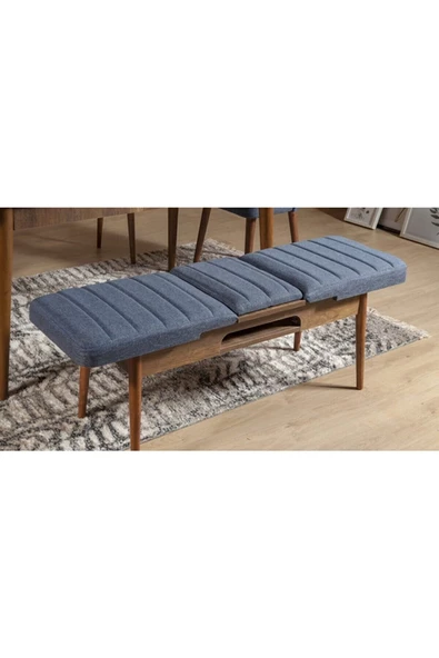 ZEYTUN Paris Banklı Yemek Masası Takımı Ceviz Lacivert - 4