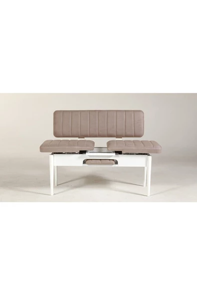 ZEYTUN Ahşap Sırtlı Bank Beyaz Taş - 2